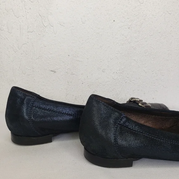 AGL Attilio Giusti Black Leather Snake Print Flats